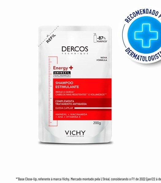DERCOS Shampoo Estimulante Antiqueda Refil Energy+ 200g - Imagem 3